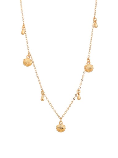 golden Brass Shell  shape Vintage Necklace