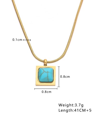 golden Titanium Steel Turquoise Geometric Vintage Necklace