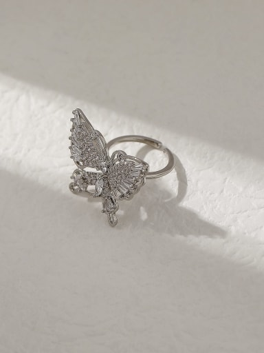 Brass Cubic Zirconia Butterfly Vintage Band Fashion Ring