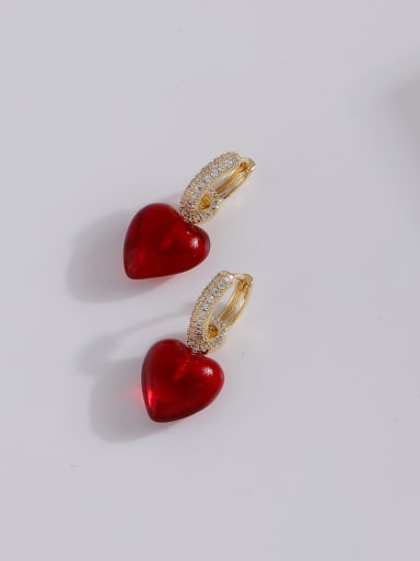Brass Resin Heart Minimalist Huggie Earring