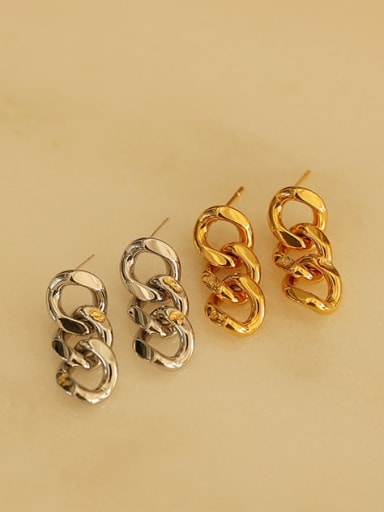 Brass Holllow Geometric Chain Vintage Drop Earring