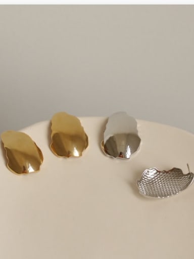 Brass smooth Geometric Minimalist Stud Earring