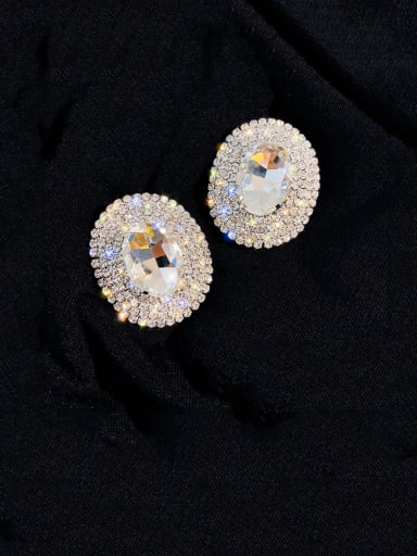 Alloy Cubic Zirconia Round Statement Cluster Earring