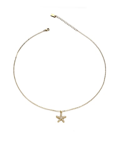 Starfish necklace  46.3cm+6.1cm Brass Star Hip Hop Multi Strand Necklace
