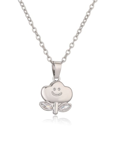 24437 Brass Smiley Flower Minimalist Necklace