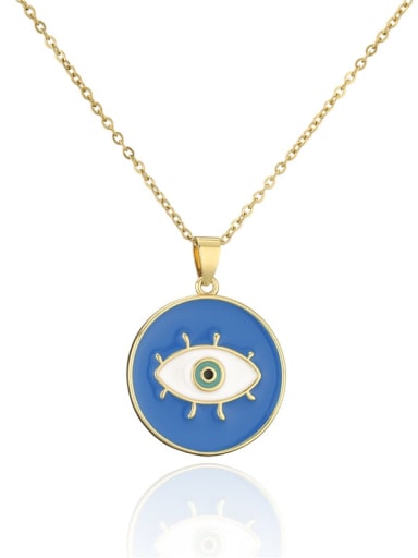 20868 Brass Enamel Evil Eye Vintage Round Pendant Necklace