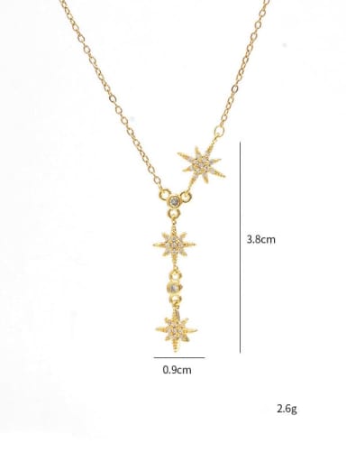 Brass Cubic Zirconia Star Dainty Lariat Necklace