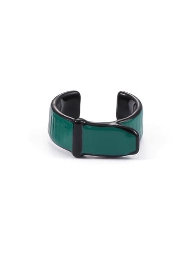Green buckle Zinc Alloy Enamel Geometric Minimalist Band Ring