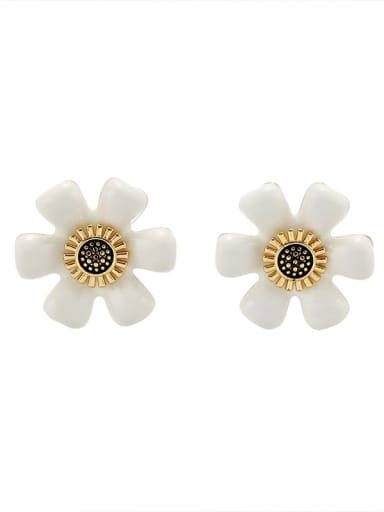 Brass Resin Flower Cute Stud Earring
