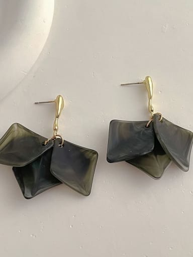 Brass Resin Geometric Dainty Stud Earring