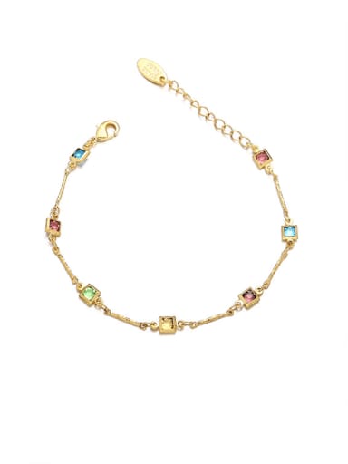 (Delivery needs to wait) Gold bracelet Brass Cubic Zirconia Geometric Minimalist Link Bracelet