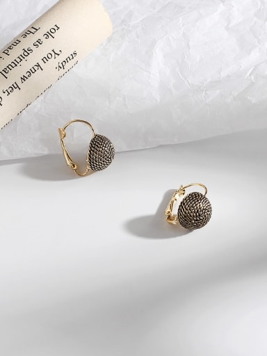 gold Copper Imitation Pearl Ball Ethnic Huggie Trend Korean Fashion Earring