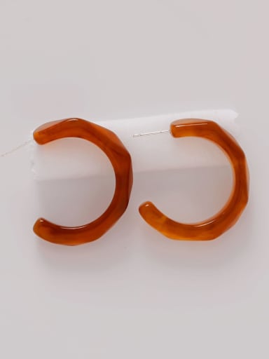 Coffee Brass Resin Geometric Minimalist Stud Earring