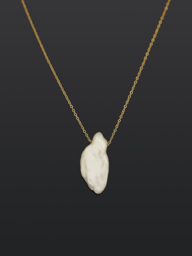 Brass Freshwater Pearl Irregular Minimalist pendant Necklace