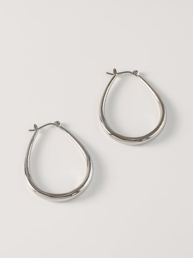White K [small] Brass Hollow Geometric Minimalist Huggie Trend Korean Fashion Earring