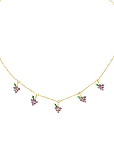 Grape Brass Cubic Zirconia Friut Minimalist Necklace
