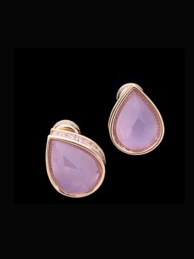 Pink Brass Cubic Zirconia Water Drop Vintage Stud Earring