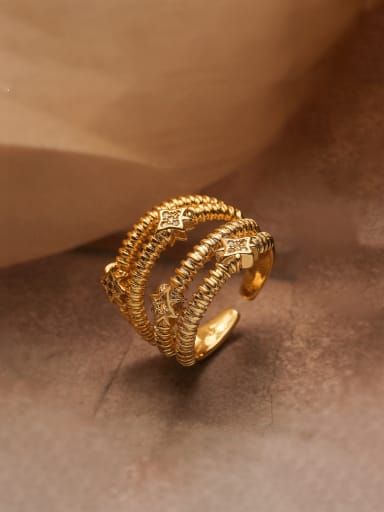 13889 Brass Geometric Hip Hop Stackable Ring
