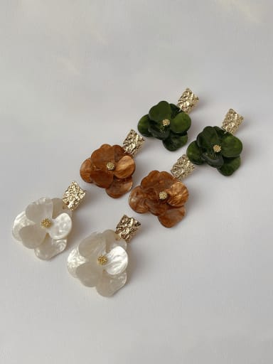 custom Brass Acrylic Flower Minimalist Drop Earring