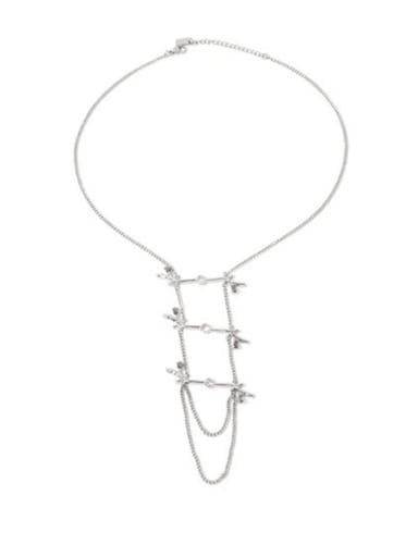 Titanium Steel Cubic Zirconia Geometric Hip Hop Necklace