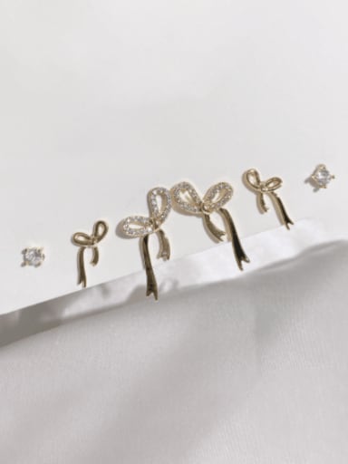 Brass Cubic Zirconia  Vintage Butterfly Set Stud Earring