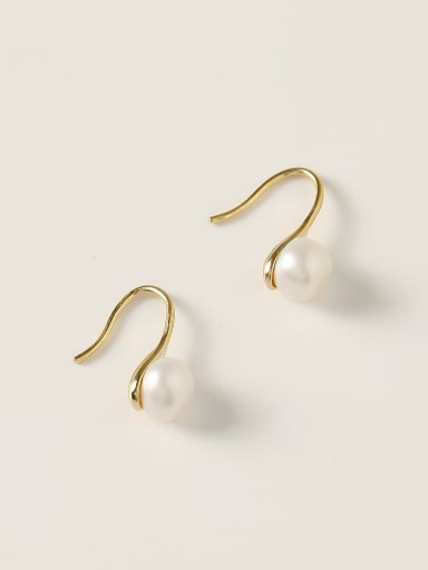 Brass Imitation Pearl Geometric Minimalist Hook Trend Korean Fashion Earring