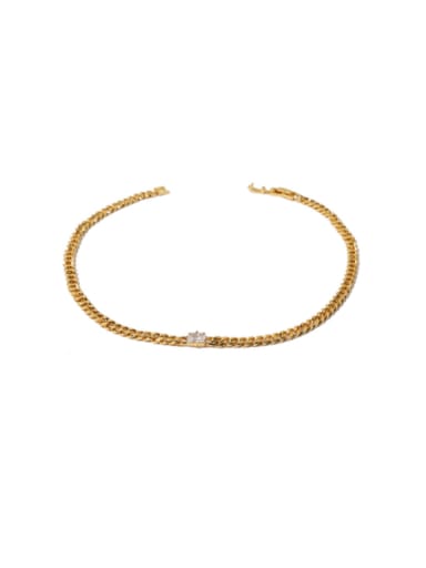 Brass Cubic Zirconia Geometric Chain Vintage Necklace