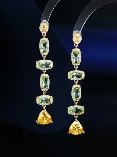 light green Brass Cubic Zirconia Geometric Luxury Cluster Earring