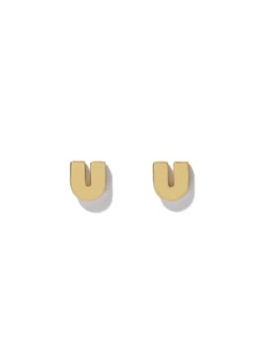 Brass Letter U Shape Minimalist Stud Earring( Single-Only One)