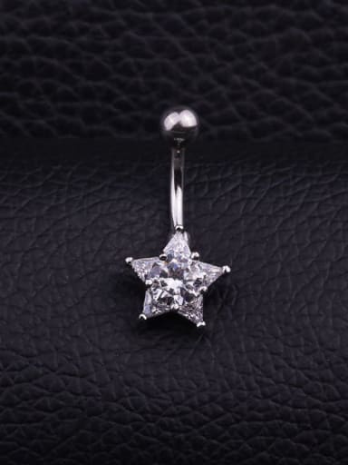 Section C Single Stainless steel Cubic Zirconia Flower Hip Hop Belly Rings & Belly Bars