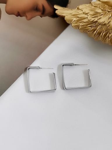 white K Copper Geometric Minimalist Stud Trend Korean Fashion Earring