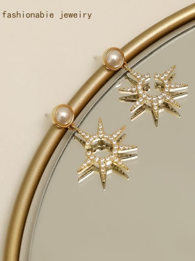 Brass Cubic Zirconia Star Dainty Drop Trend Korean Fashion Earring