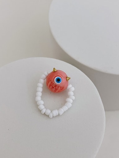 Pink Resin Multi Color Cute little monster Bead Ring