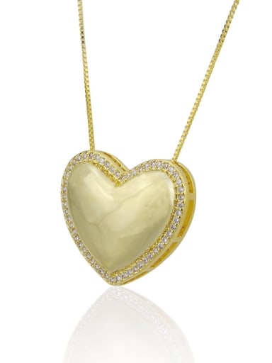 Brass Heart Cubic Zirconia Earring and Necklace Set