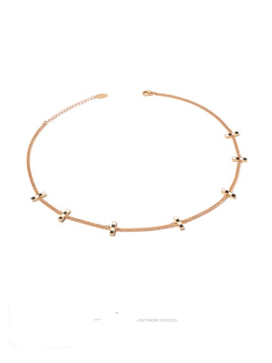 Brass Enamel Geometric Vintage Hollow Chain Necklace