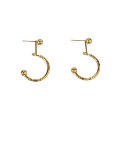 Brass  Minimalist Smooth C shape Drop Earring