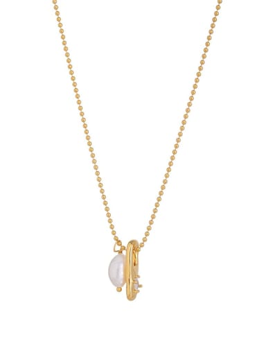Brass Geometric Minimalist Bead Chain Necklace