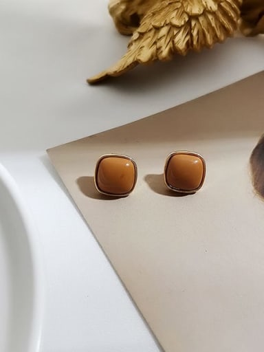 Coffee color Copper Acrylic Geometric Minimalist Stud Trend Korean Fashion Earring
