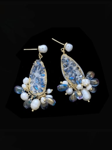 Brass Imitation Pearl Flower Bohemia Hook Earring