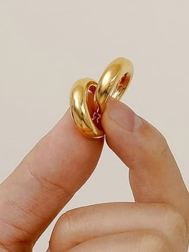 18k gold Brass Geometric Vintage Huggie Trend Korean Fashion Earring