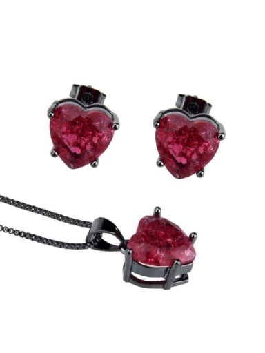 custom Brass  Cubic Zirconia Heart  Earring and Necklace Set