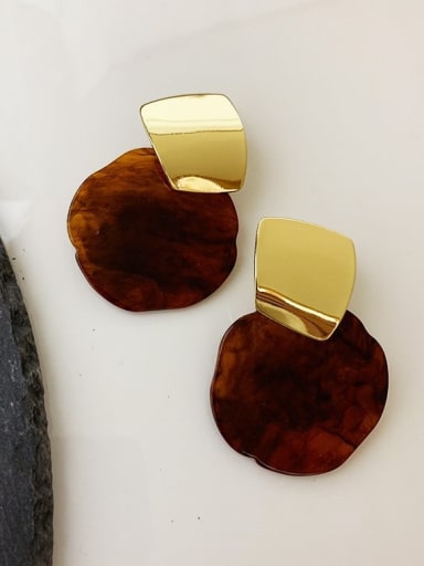 Amber resin Earrings Alloy Resin Geometric Vintage Stud Earring/Multi-color optional
