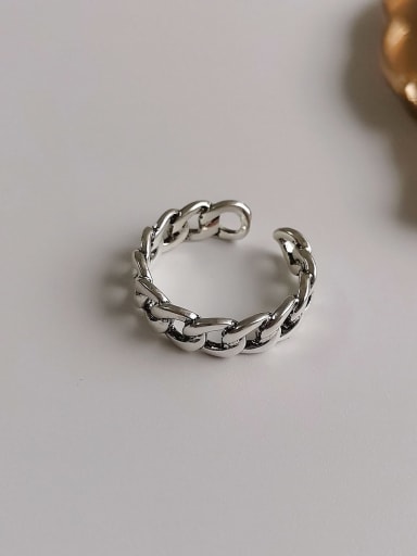 Ancient silver Copper Retro Hollow  Geometric Chain  Free Size Band Fashion Ring