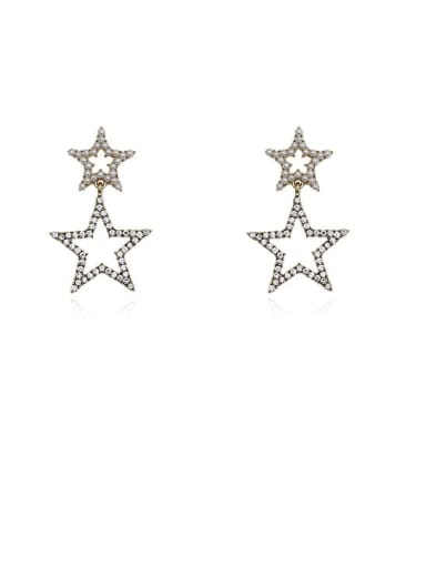 Copper Cubic Zirconia Star Dainty Drop Trend Korean Fashion Earring