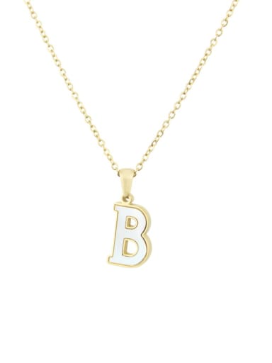 B Steinless steel shell minimalist 26 letter Pendant Necklace