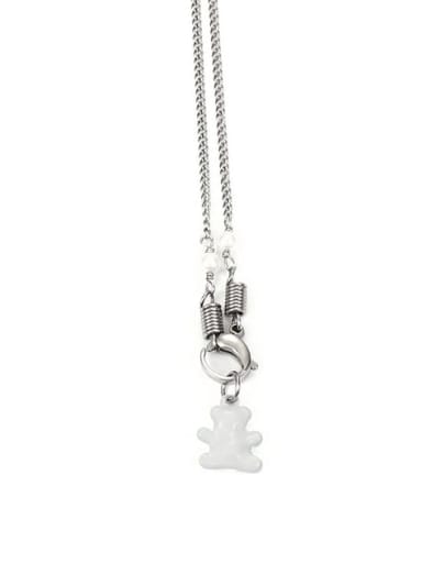 Pure white Titanium Steel Enamel Bear Cute Necklace