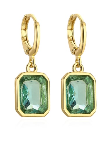 43388 Brass Glass Stone Geometric Luxury Huggie Earring