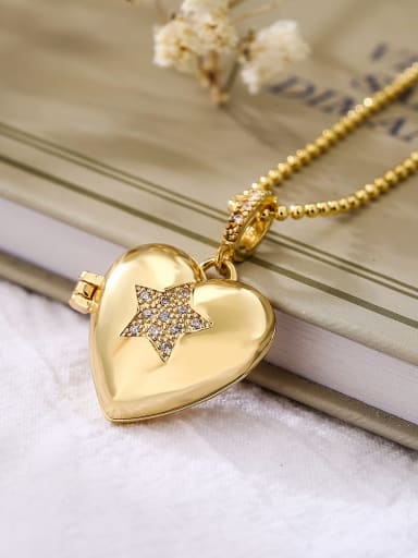 23347 Brass Cubic Zirconia Heart Trend Necklace