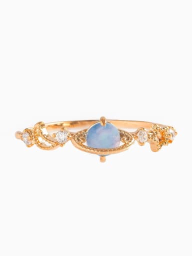 rose gold Brass Opal Planet Cute Band Ring