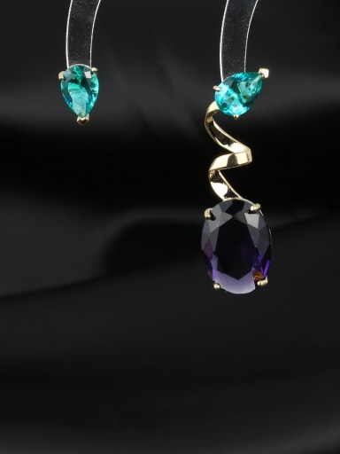 Brass Cubic Zirconia Asymmetrical  Water Drop Luxury Cluster Earring
